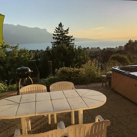 דירה Vaste Rez De 4 Pieces Avec Vue Lac Et Jacuzzi Prive Region Montreux Proche Gare *
